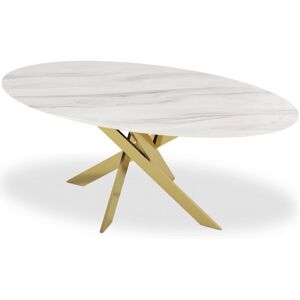 Paris Prix - Table De Repas Design "Octavo" 180cm Blanc & Or - Publicité