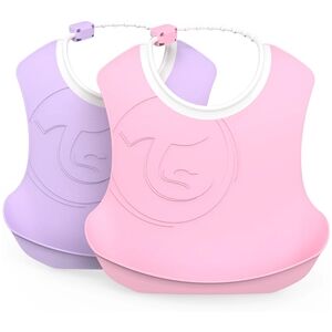 TWISTSHAKE® TWISTSHAKE Bavoir enfant recuperateur 4 mois+ pastel rose/violet lot de 2