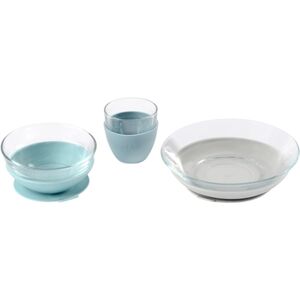 BEABA Coffret repas enfant 6 mois+ jungle verre bleu