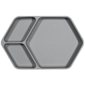 KINDSGUT Assiette enfant silicone, hexagonale gris fonce