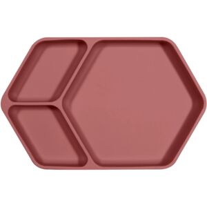 KINDSGUT Assiette enfant silicone, hexagonale rose