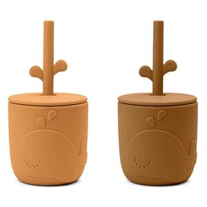 Done by Deera¢ Tasse enfant paille Peekaboo silicone Wally moutarde lot de 2