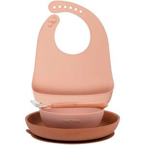 Nattou Kit vaisselle enfant bavoir rose