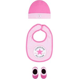 CONVERSE Ensemble bavoir bebe, bonnet, chaussettes rose