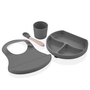 babyJem Kit vaisselle enfant silicone, gris