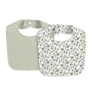 Alvi® Bavoir bebe Petit Fleurs vert/blanc lot de 2