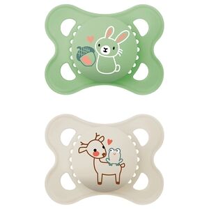 MAM Sucette Original Pure silicone 0-6 mois, lapin/renne, lot de 2