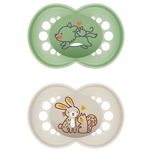 MAM Sucette Original Pure silicone 16 mois+, loup/lapin, lot de 2