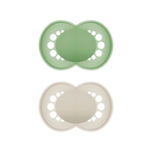 MAM Sucette Original Pure silicone 6-16 mois, vert/beige, lot de 2