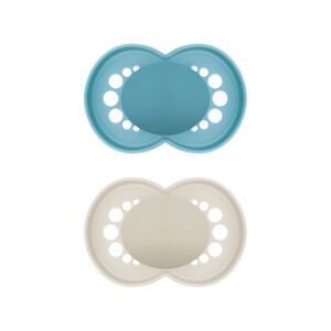 MAM Sucette Original Pure silicone 16 mois+, bleu/beige lot de 2