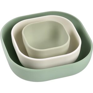 BEABAA® Bol enfant silicone gigogne vert saugecotongris clair lot de 3