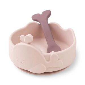Done by Deer? Bol et cuillere bebe Stick & Stay Wally silicone rose