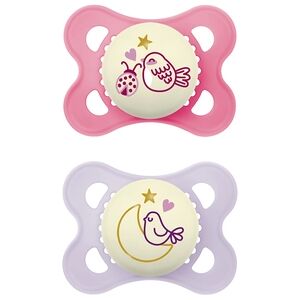 MAM Sucette Pure Night oiseau/lune 0-6 mois silicone lot de 2