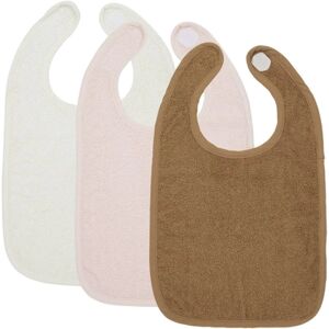 MEYCO Bavoir bebe scratch eponge Uni White/Pink/Toffee lot de 3