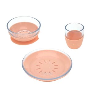 LÄSSIG Kit vaisselle enfant verre/silicone apricot