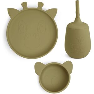 nuuroo Kit vaisselle enfant Dian girafe silicone Olive Green 3 pieces