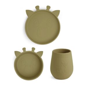 nuuroo Kit vaisselle enfant Bo silicone Olive Green 3 pièces