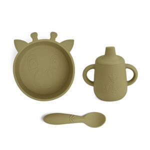 nuuroo Kit vaisselle enfant Elias girafe silicone Olive Green 3 pieces