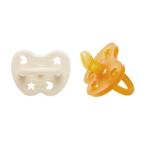 Hevea Tétine physiologique caoutchouc naturel 3-36 mois - Beige et Jaune (2pcs) - Accessoires sucette