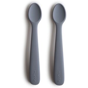 Mushie Lot de 2 cuillères silicone gris - Couverts bébé