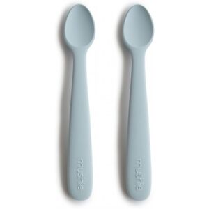 Mushie Lot de 2 cuillères silicone bleu - Couverts bébé