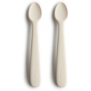 Mushie Lot de 2 cuillères silicone Ivoire - Couverts bébé