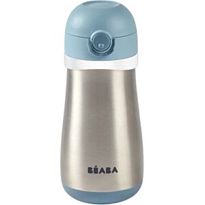 Béaba , Gourde Inox Enfant 2 en 1, Fonction Gourde/Verre, Bouton Push por faciliter l'ouverture, Solide, Sain, Poignées amovibles, Inox Maintien du Froid/Chaud, 350ml, Windy Blue - Publicité