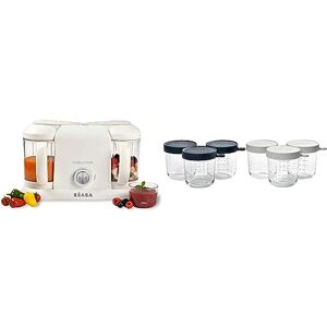 Béaba , Babycook Duo Robot Bébé 4 en 1 Mixeur-Cuiseur, Cuisson Vapeur rapide 15min & Coffret 6 Portions Conservation Repas Bébé/Verre Extra Résistant, Made in France, 100% Hermétique - Publicité