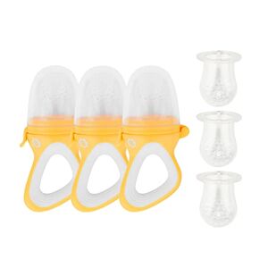 Badabulle Lot de 3 Tétines Grignoteuses bébé avec Capuchons de Protection, Soulage les Poussées Dentaires et Eveille aux Goûts, Dès 4 mois, Poignée Ergonomique - Publicité