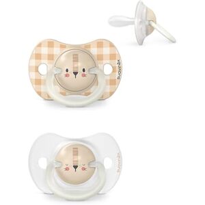 Suavinex , Lot de 2 Sucettes pour Bébé 6/18 Mois, Sucettes Phosphorescentes, Idéal Nuit, avec Tétine Symétrique SX Pro en Silicone, Réversible, Douce et Souple, Night and Day, Beige - Publicité