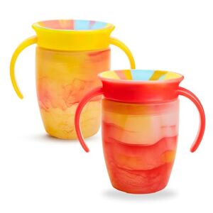 Munchkin Miracle 360 6+ Month 7oz Baby Sippy Cups (2-Pack), Free Flow Beaker for Toddlers, Trainer Cup, BPA-Free, Spill-Free, Dishwasher-Safe Baby Water Bottle with Easy-Grip Handles. (Red/Yellow) - Publicité