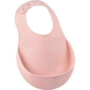 Béaba , Bavoir pour Bébé en Silicone Imperméable, Tour de cou ajustable, Large poche rattrape aliments, Souple, Léger, Ultra doux, Facile à nettoyer, Old Pink - Publicité