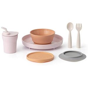 Miniware Little Foodie Set avec bol ceréal, plateau à sandwich et My First Cutlery Set de 123 tasses à sucette et pied de succion amovible pour bébé Toddler Kids   EcoFfriendly, sans BPA (Little - Publicité