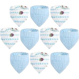 Yoofoss 10 Pcs Bavoirs pour Bébé 100% Coton Bavoirs Triangle Bandana Serviette de Salive Avec Boutons pour Fille Garçon Enfant Bébé 0 à 3 Ans - Publicité