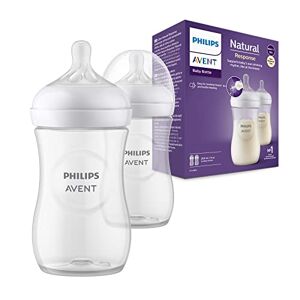 Philips Avent Lot de 2 biberons à Réponse Naturelle de 260 ml, sans BPA, pour les bébés de 1 mois et + (modèle SCY903/02) - Publicité