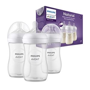 Philips Avent Lot de 3 biberons à Réponse Naturelle de 260 ml sans BPA, pour les bébés de 1 mois et + (modèle SCY903/03) - Publicité