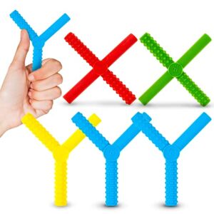 GAFLY X's and Y's Pack de 5 Chewy sensoriels pour les enfants autistes, les enfants ayant des besoins spéciaux Tubes à mâcher, moteurs oraux à mâcher Silicone en rouge, bleu, jaune et vert. Publicité