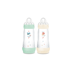 Mam Biberon Easy Start / Anti-Colique - 320ml - Menthe + Coton - Tétine Débit 3 - X2 - Publicité