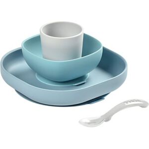 Béaba Coffret repas en silicone bleu jungle (4 pièces) - Publicité