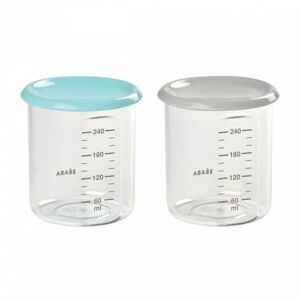 Lot de 2 pots de conservations maxi portion 240 ml gris/bleu ciel - beaba LIGHT BLUE/GREY, Bleu - Publicité