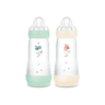 Mam Biberon Easy Start / Anti-Colique - 320ml - Menthe + Coton - Tétine Débit 3 - X2