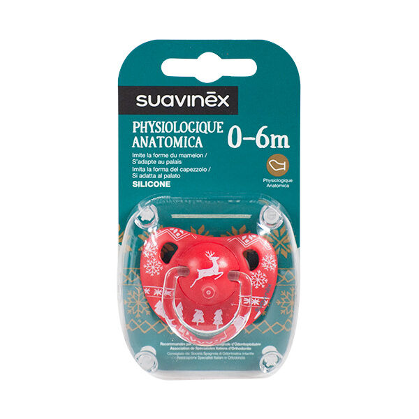 Suavinex Sucette Silicone Physiologique Hiver Rouge 0-6m
