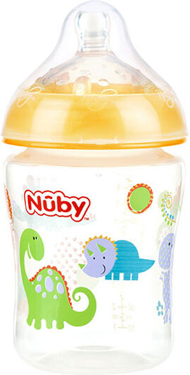 Nuby Biberon Col Large Tétine Débit Moyen en Silicone Jaune 270ml