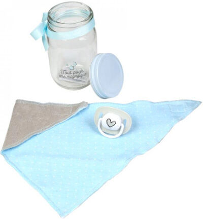 Lysse Baby Mason Jar Bébé Bandana et Tétine Bleu