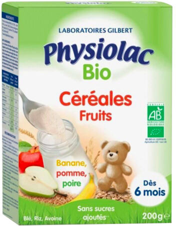 Physiolac Bio Céréales Fruits +6m 200g