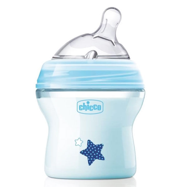 Chicco Biberon NaturalFeeling Tétine Inclinée +0m 150ml Bleu