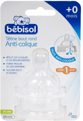 Bébisol Tétine Bout Rond Anti Colique Débit 1 Lent +0m