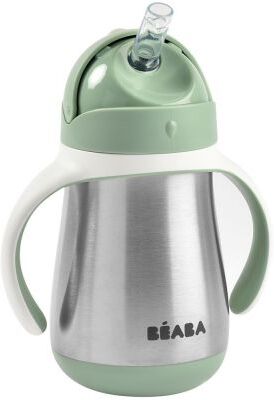 Béaba Tasse à paille en inox vert sauge (250 ml)