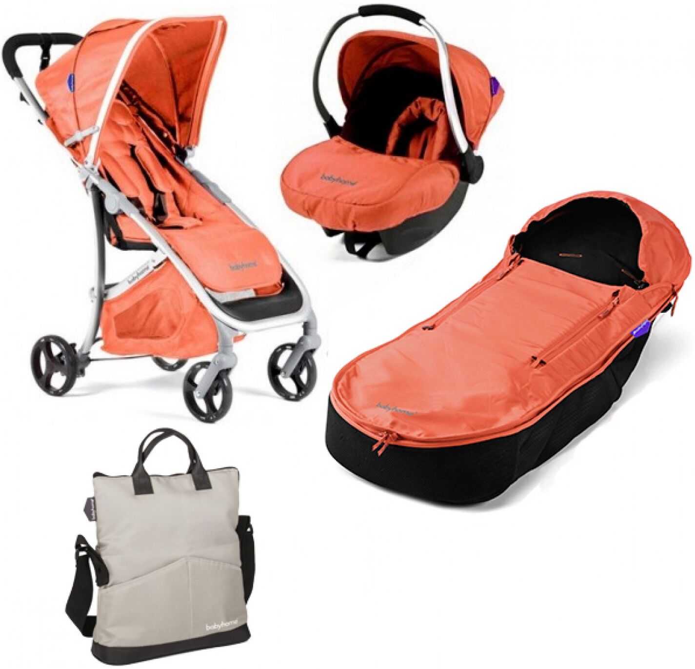 Babyhome Duo Emotion Coral + Sac Inside 4 Saisons, Bumperbar, Sac /