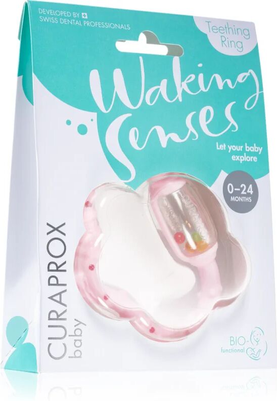 Curaprox Baby Waking Senses Teething ring with a massage brush and rattle